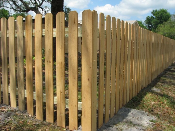 Wood picket fence