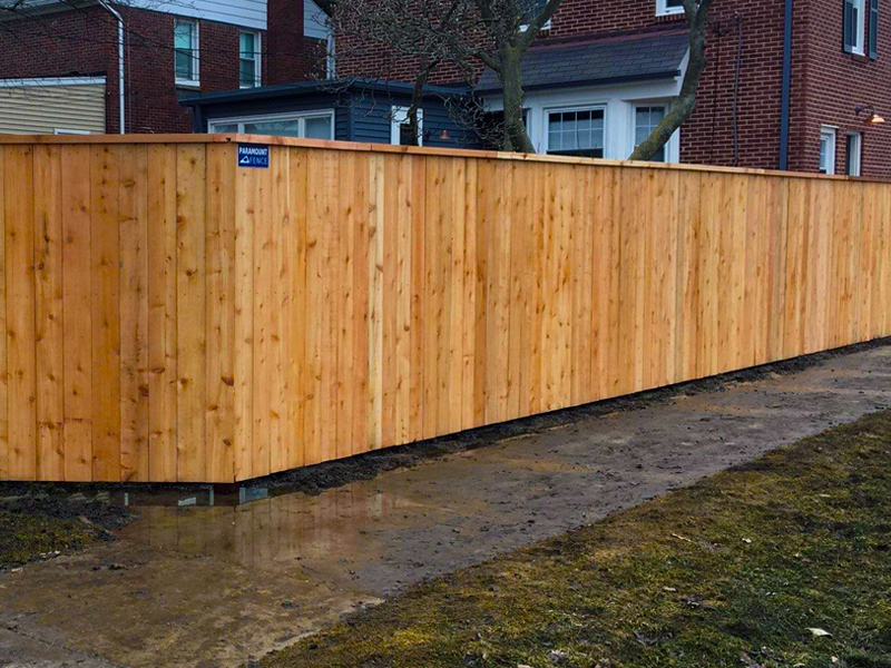 Flat top cedar privacy fence